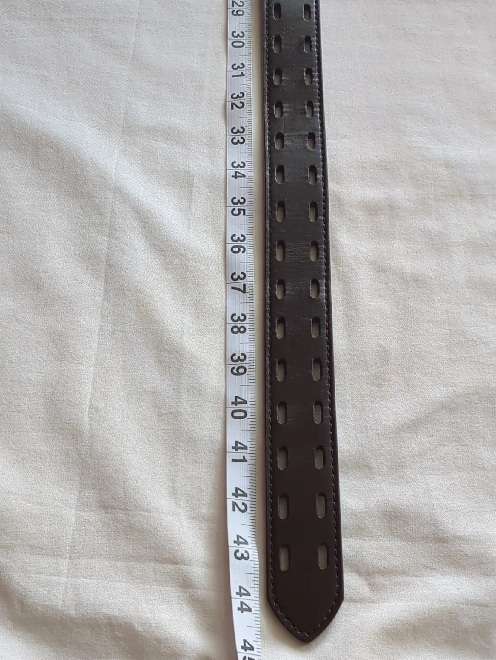 Belt Brown Leather Stitched Double-Row Perforation/Prong Metal Buckle OS Unisex